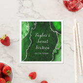 緑と銀の瑪瑙の大理石Sweet sixteen スタンダードカクテルナプキン (インサイチュ)