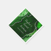 緑と銀の瑪瑙の大理石Sweet sixteen スタンダードカクテルナプキン (角)