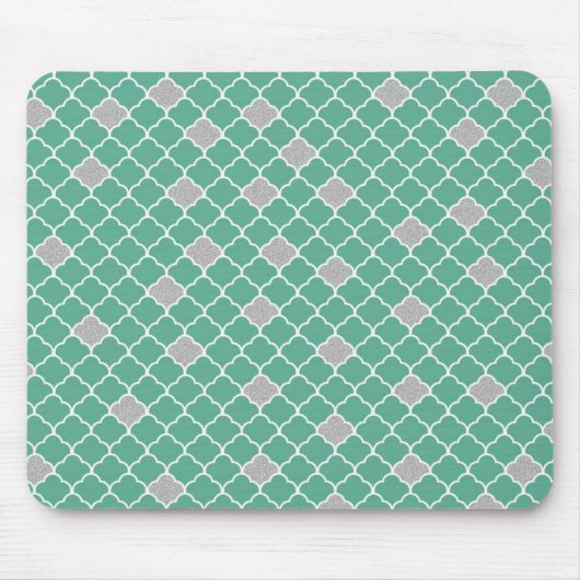 緑と銀モロッコ マウスパッド (正面)