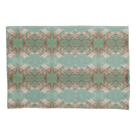 緑と銅のジンコプリント付きピローケース 枕カバー