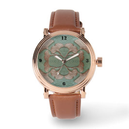 緑と銅の銀杏とメンズウォッチ顔 腕時計