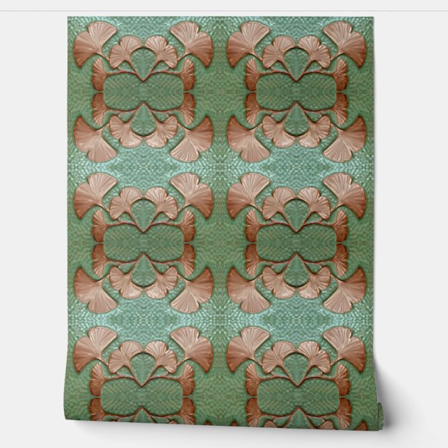 緑と銅の銀杏2' x 4' 壁紙 (ほどく)