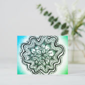 緑と青のインドネシアのマンダラポストカード ポストカード (スタンド正面)