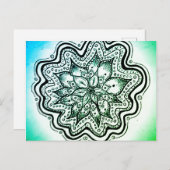 緑と青のインドネシアのマンダラポストカード ポストカード (正面/裏面)