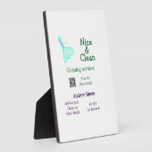 緑と青のギターお掃除モップ 名前と住所を追加 フォトプラーク (側面)
