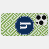 緑と青のギリシャ鍵模様モノグラム Case-Mate iPhoneケース (裏面 (横))