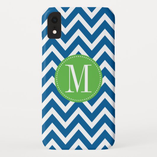 緑と青のシェブロンカスタムMonogram Case-Mate iPhoneケース (裏面)