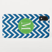緑と青のシェブロンカスタムMonogram Case-Mate iPhoneケース (裏面(横))