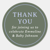 緑と青のシンプルな円形のサンキュー ラウンドシール (正面)