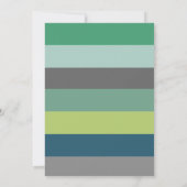 緑と青のストライプ カスタムパーティー招待状 招待状 (裏面)