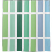 緑と青のストライプ シャワーカーテン (正面)