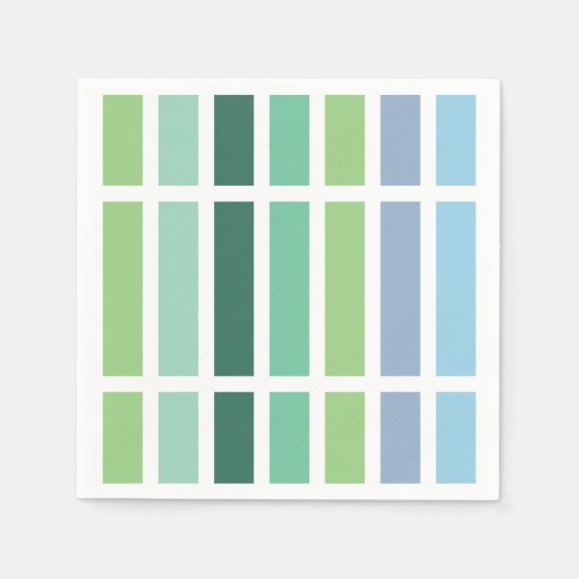 緑と青のストライプ スタンダードカクテルナプキン (正面)