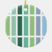 緑と青のストライプ セラミックオーナメント (裏面)