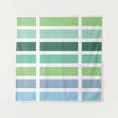 緑と青のストライプ タペストリー (正面(横))