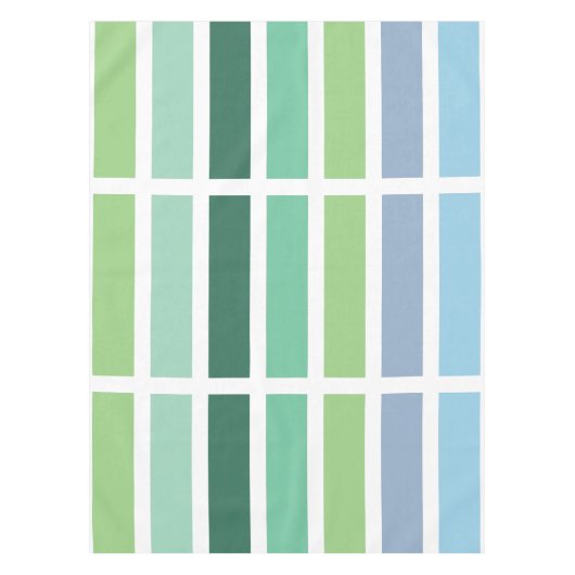 緑と青のストライプ テーブルクロス (正面)