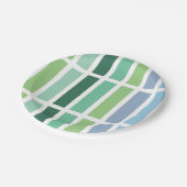 緑と青のストライプ ペーパープレート (アングル)