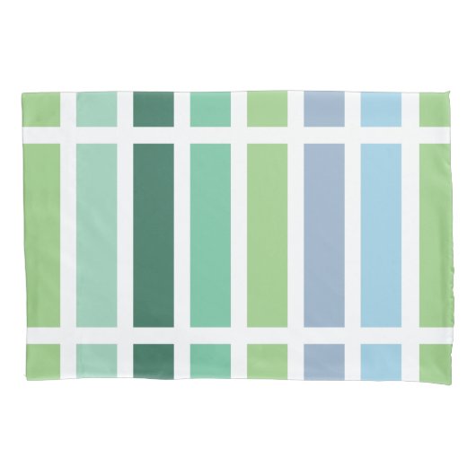 緑と青のストライプ 枕カバー (正面)