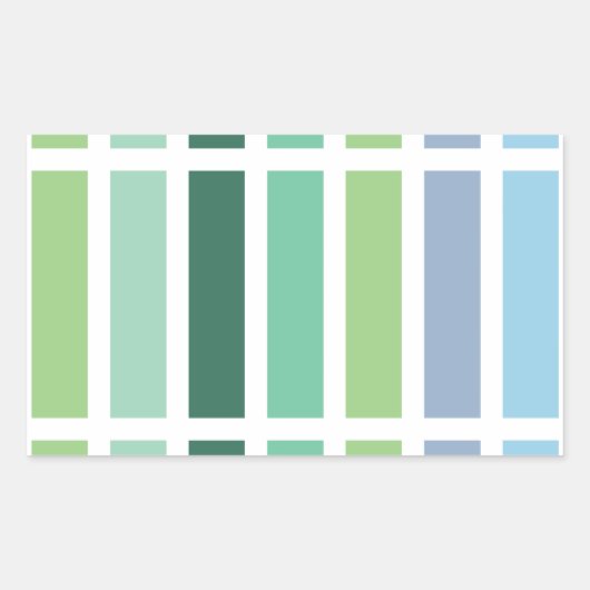 緑と青のストライプ 長方形シール (正面)
