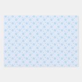 緑と青のスノーフレーク・パターン・クリスマス ラッピングペーパーシート (正面2)