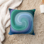 緑と青のスパイラル抽象芸術アート クッション (ブランケット)