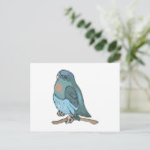 緑と青のセキセイインコ ポストカード (スタンド正面)