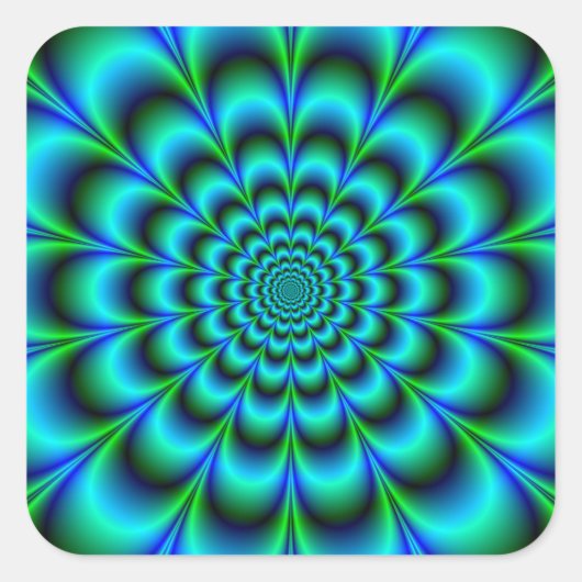 緑と青のターコイズ スクエアシール (正面)