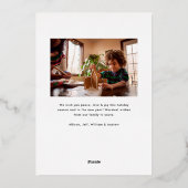 緑と青のタータンチェック格子模様クリスマスフォト金ゴールド 箔シーズンカード (裏面)