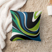 緑と青のダイナミック抽象芸術旋回パターン クッション (ブランケット)