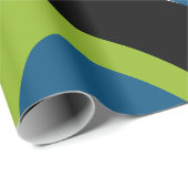 緑と青のダイナミック抽象芸術旋回パターン ラッピングペーパー (ロールコーナー)