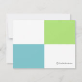 緑と青のテディベアの写真招待状 招待状 (裏面)