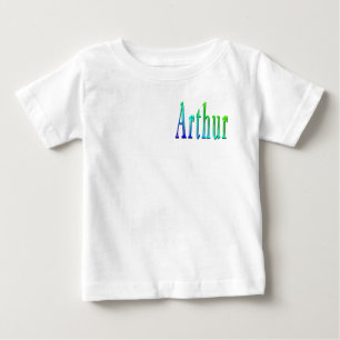 緑と青のデザインのアーサー名 ベビーTシャツ