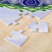 緑と青のトリプルムーン女神マンダラ ジグソーパズル (側面)