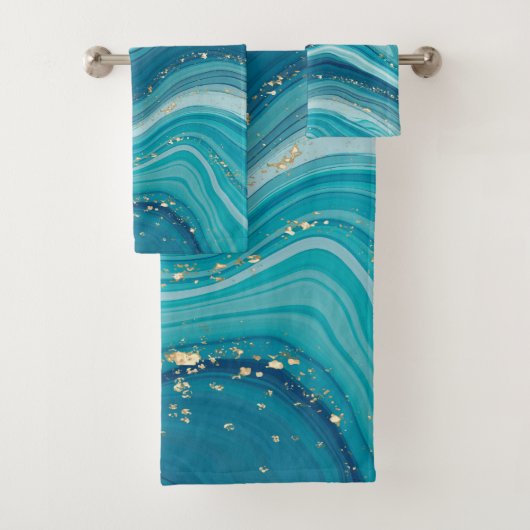 緑と青のトーン大理石バスタオルセット バスタオルセット (インサイチュ)