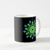 緑と青のネオンの花 コーヒーマグカップ (正面右)