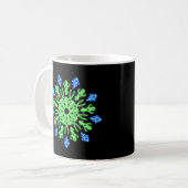 緑と青のネオンの花 コーヒーマグカップ (正面左)