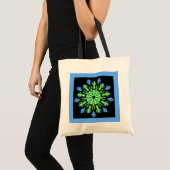 緑と青のネオンの花 トートバッグ (正面(商品))