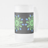 緑と青のネオンの花 フロストグラスビールジョッキ (正面右)
