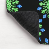 緑と青のネオンの花 マウスパッド (コーナー)