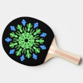 緑と青のネオンの花 卓球ラケット (横)