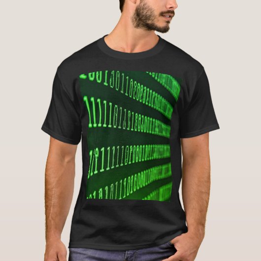 緑と青のバイナリコード Tシャツ (正面)