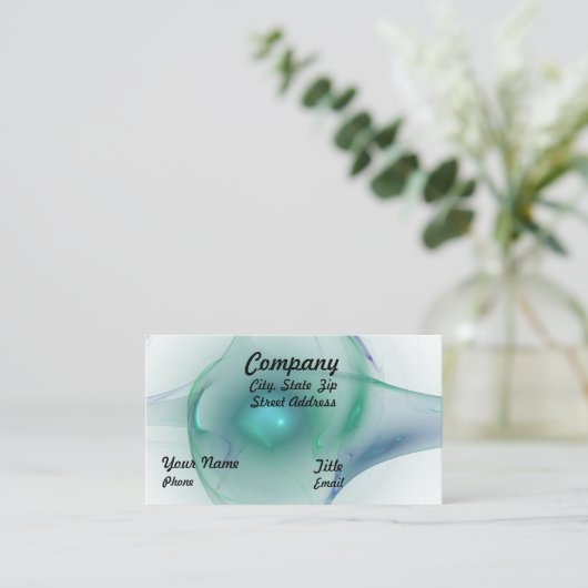 緑と青のバブルアートワーク 名刺 (スタンド正面)