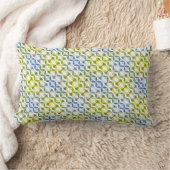 緑と青のパターモダンン ランバークッション (ブランケット)