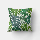 緑と青のパーム葉 クッション (裏面)