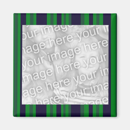 緑と青のフォトフレーム マグネット (正面)