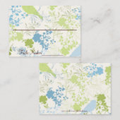 緑と青のフローラ結婚の表番号カード プレイスカード (正面/裏面)