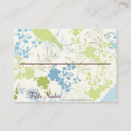 緑と青のフローラ結婚の表番号カード プレイスカード