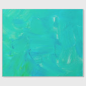 緑と青のブラシ線絵を描抽象芸術線 ラッピングペーパー (フラット)