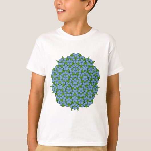 緑と青のペンローズロムバスパターン Tシャツ (正面)