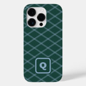 緑と青のモノグラムのアールデコ Case-Mate iPhoneケース (裏面)