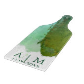 緑と青のモノグラム水色 カッティングボード (角)